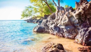 water next to the rock