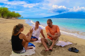 PADI Open Water Diver course instruction at a beach in Lahaina, Maui.
