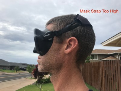 This mask strap sits too high on the head.
