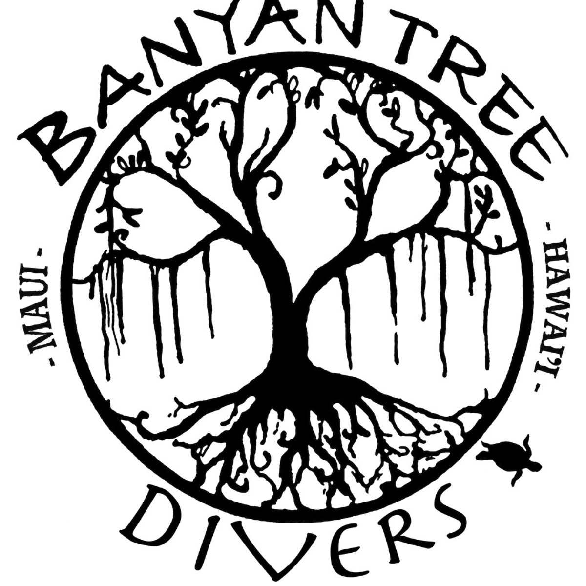 Banyan Tree Divers Maui official logo in black and white color.