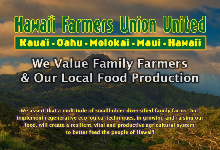 Hawaii Farmers Union United graphic supporting family farmers and local food production in Hawaiʻi.